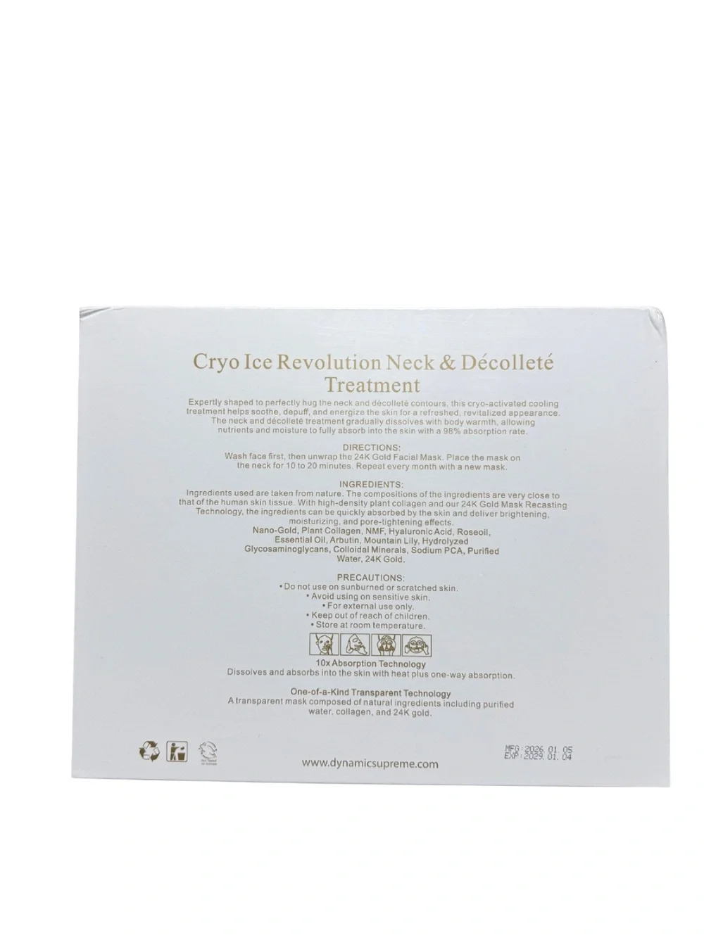 Dynamic Gemstone Cryo Ice Neck Décolleté Mask 12in1 NIB